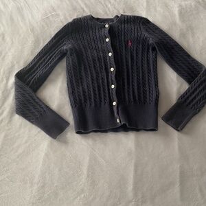 RALPH LAUREN NAVY CARDIGAN SWEATER